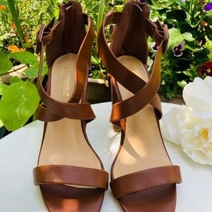 Shoe Dazzle Brown Strappy Heels